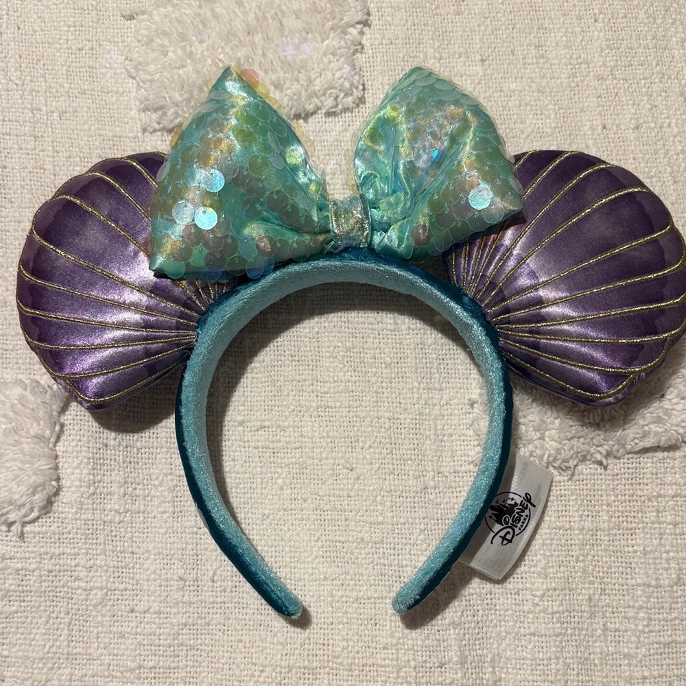 Disney Mermaid Shell Ear Headband in Purple and Mint Sequin